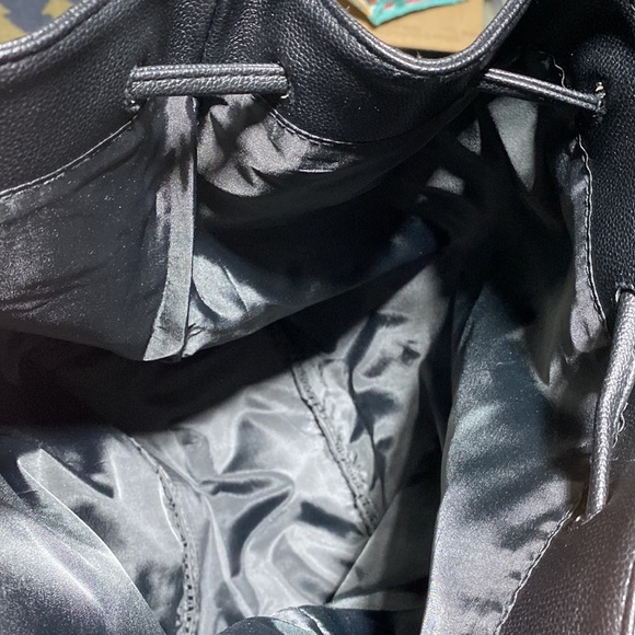 Victoria's Secret Black Fringe Tassel Backpack Drawstring Purse New​​​ - Picture 7 of 7